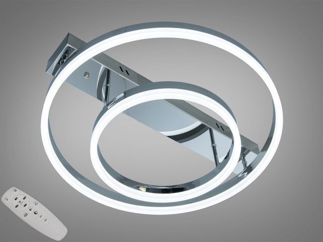 Стельова LED люстра чорна 60W пульт димер 2 кільця