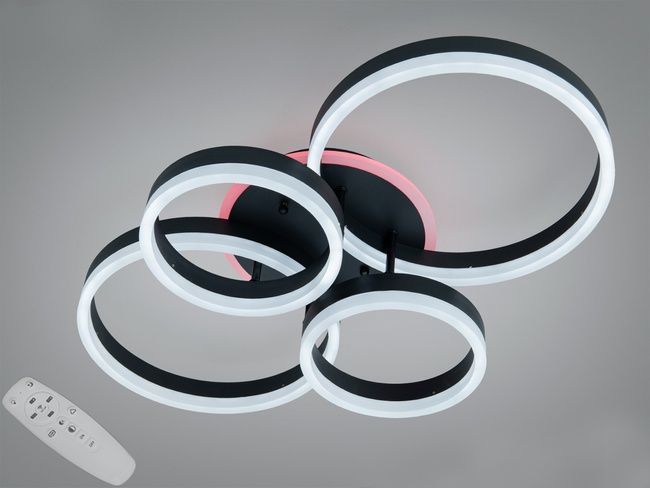 Люстра Diasha Rings чорна LED 4 кільця димер