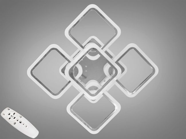 LED люстра під стелю з пультом, диммером і підсвіткою, хром, 120W
