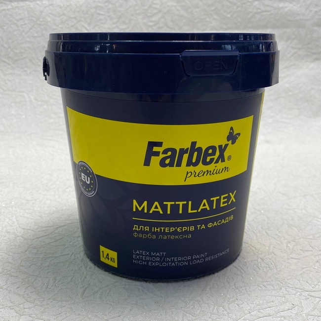 Краска латексная для внутренних и наружных робот Фарбекс MattLatex 1,4 кг (205316), Белый, Белый