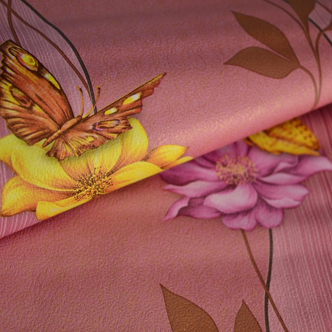 Шпалери паперові Гомельобоі Метелик бордовий 0,53 х 10,05м (С6К-Метелик-43), Бежевий, Бежевий