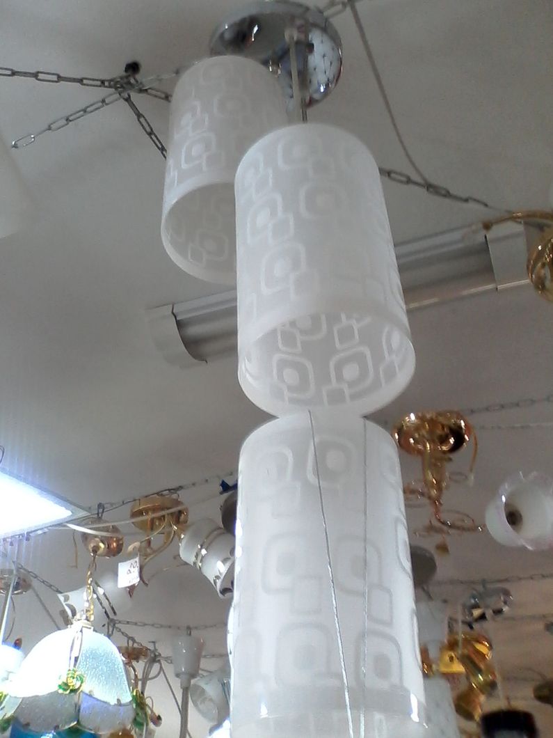 Люстра підвісна срібна білі склянні плафони 3 лампи, Хром, Хром