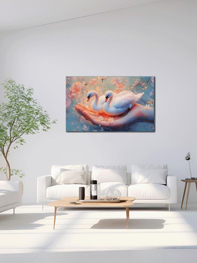 Картина на холсте МАKO " Лебеди в ладонях " 60x100 см MK10582