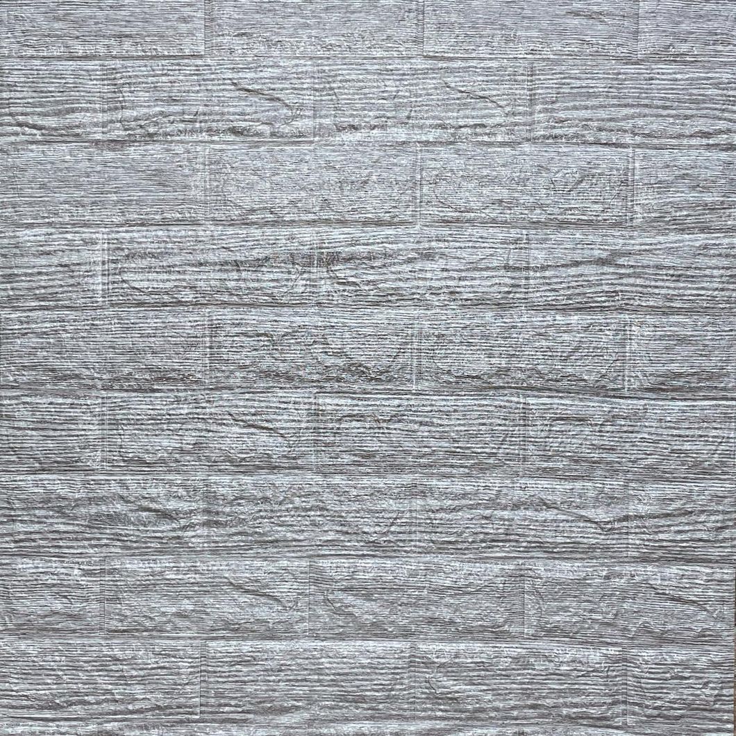 Панель стеновая самоклеющаяся декоративная 3D под кирпич серая полоска 700x770x5мм (183), Серый, Серый