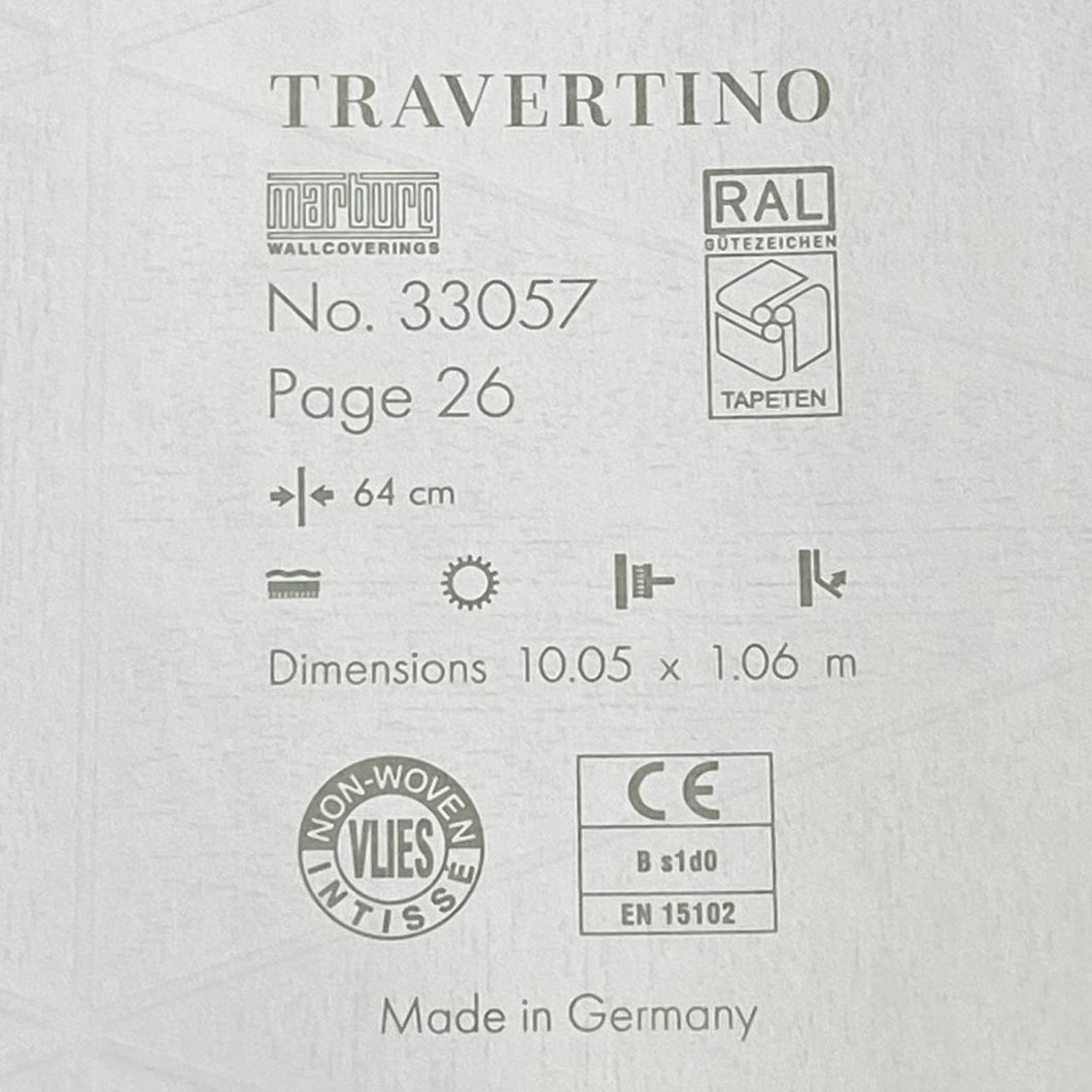 Шпалери вінілові на флізеліновій основі сірий Marburg Wallcoverings Travertino 1,06 х 10,05м (33057)