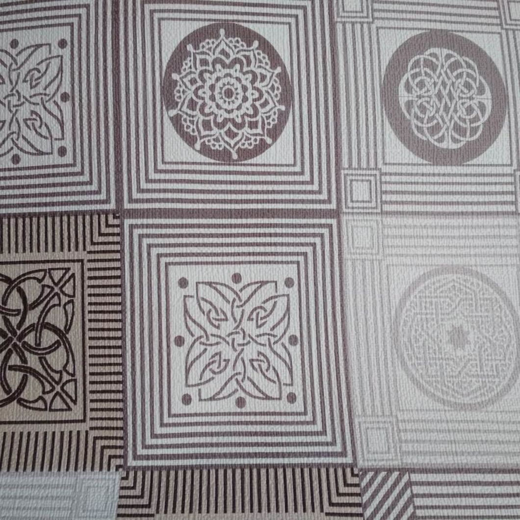 Клейонка на стіл ПВХ на тканній основі Мозаїка орнамерт коричневий 1,4 х 1м (100-027), Коричневий, Коричневий