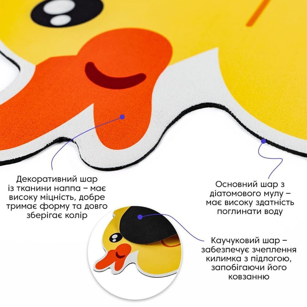 Влагопоглощающий коврик 40х60х3мм Уточка SW-00002561, Разные цвета