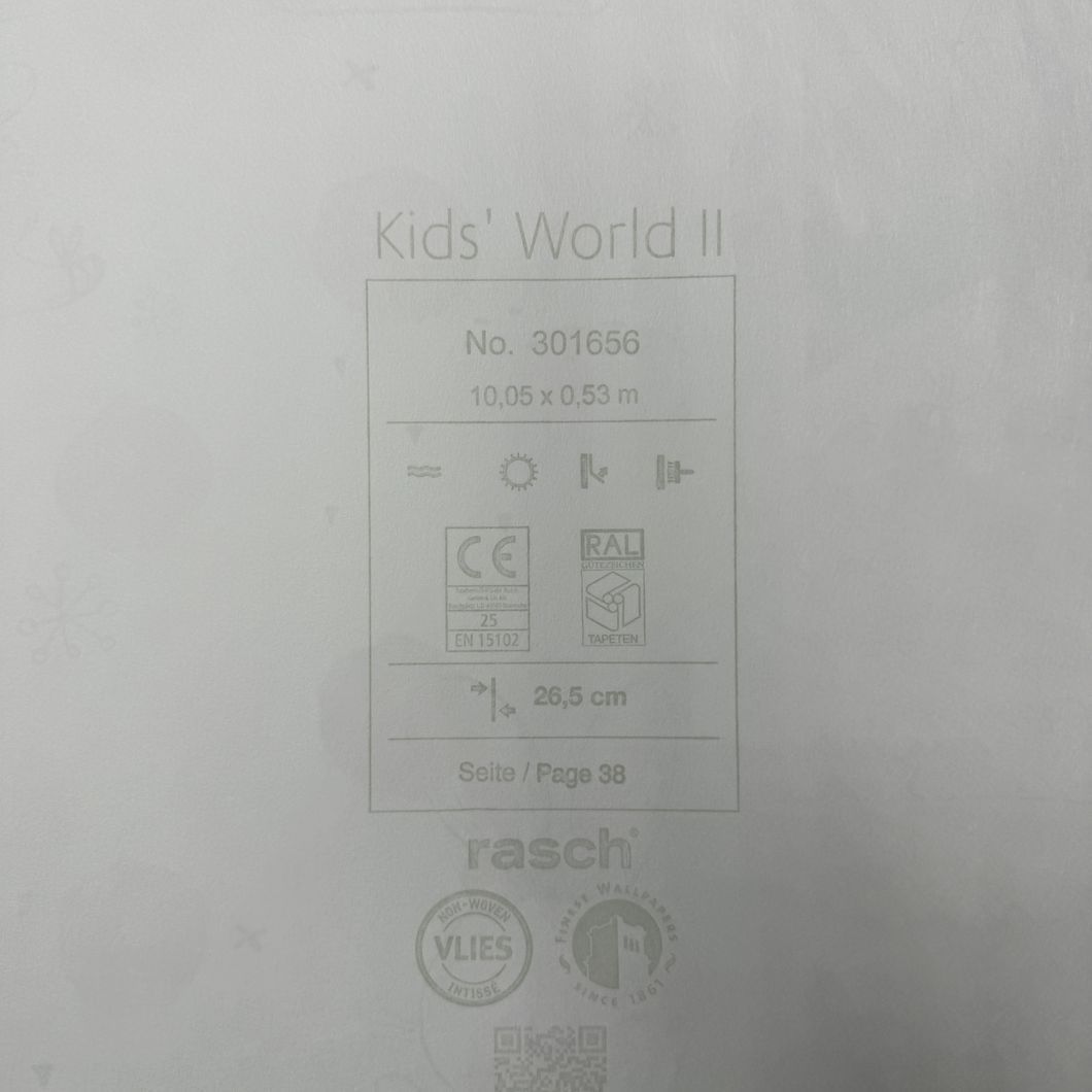 Обои виниловые на флизелиновой основе белые Rasch Kids' World 2 0,53 х 10,05м (301656)