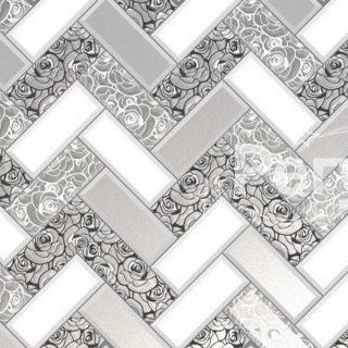 Панель стеновая декоративная пластиковая плитка ПВХ "Роза в серебре" 992 мм х 648 мм (248рс), Серый, Серый