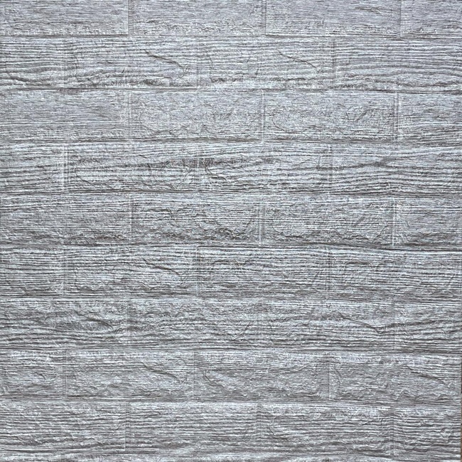 Панель стеновая самоклеющаяся декоративная 3D под кирпич серая полоска 700x770x5мм (183), Серый, Серый