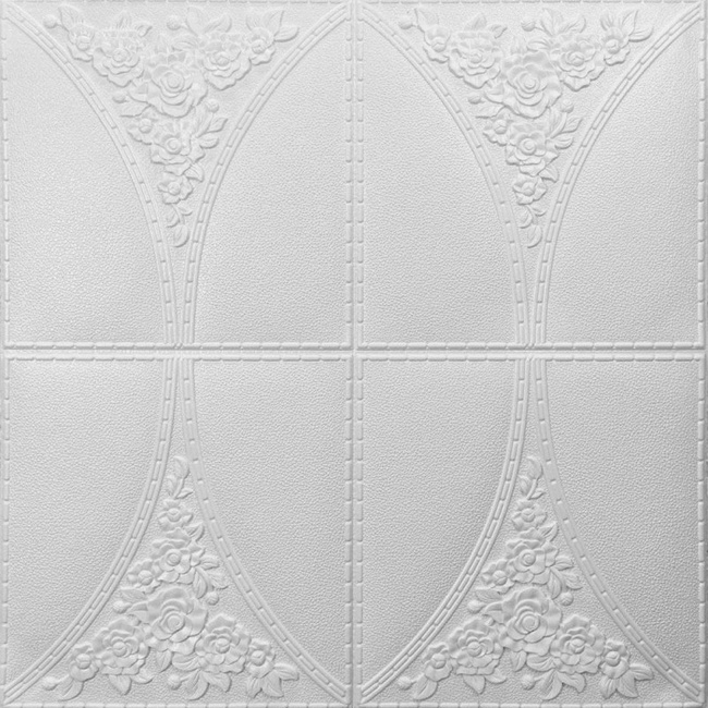 Панель стеновая самоклеящаяся декоративная 3D белая 700х700х4мм (117), Белый, Белый