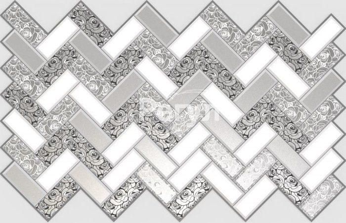 Панель стінова декоративна пластикова плитка ПВХ "Роза в сріблі" 992 мм х 648 мм (248рс), Серый, Сірий
