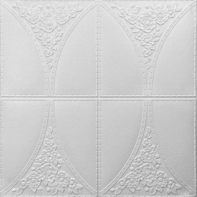 Панель стеновая самоклеящаяся декоративная 3D белая 700х700х4мм (117), Белый, Белый