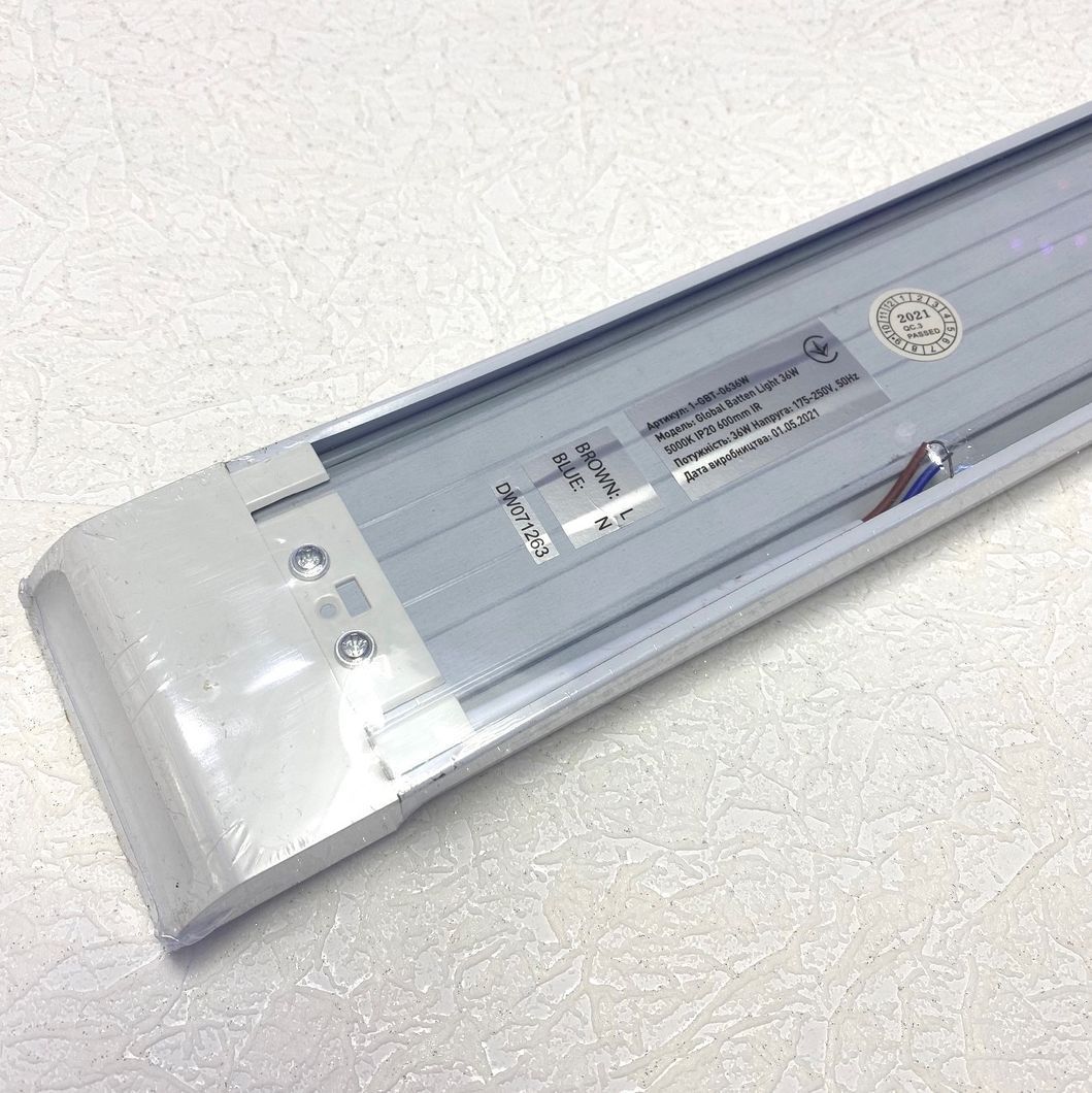 Лінійний світильник світлодіодний Global Batten Light 36W 5000K IP20 600mm IR (1-GBT-0636W), Білий4, Білий