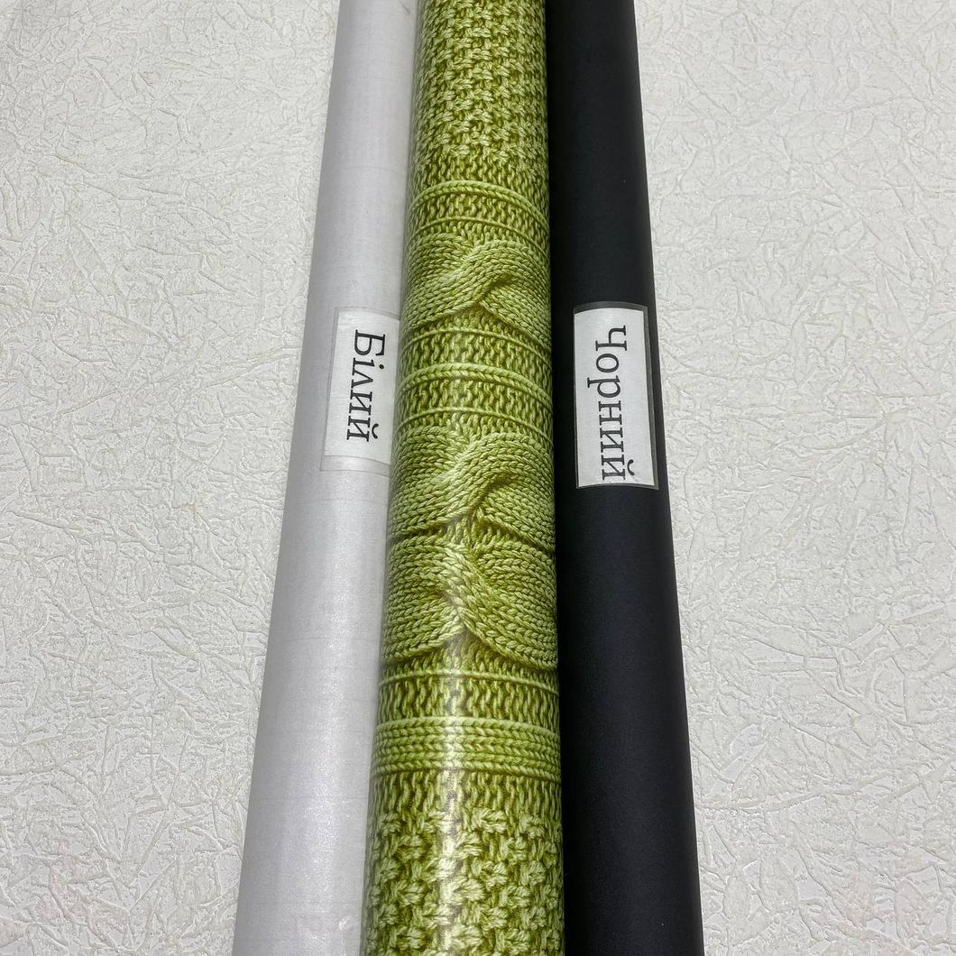 Обои бумажные влагостойкие Континент Лана зелёный вязка 0,53 х 10,05м (2106)