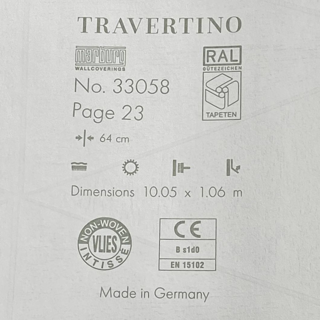 Шпалери вінілові на флізеліновій основі бежевий Marburg Wallcoverings Travertino 1,06 х 10,05м (33058)