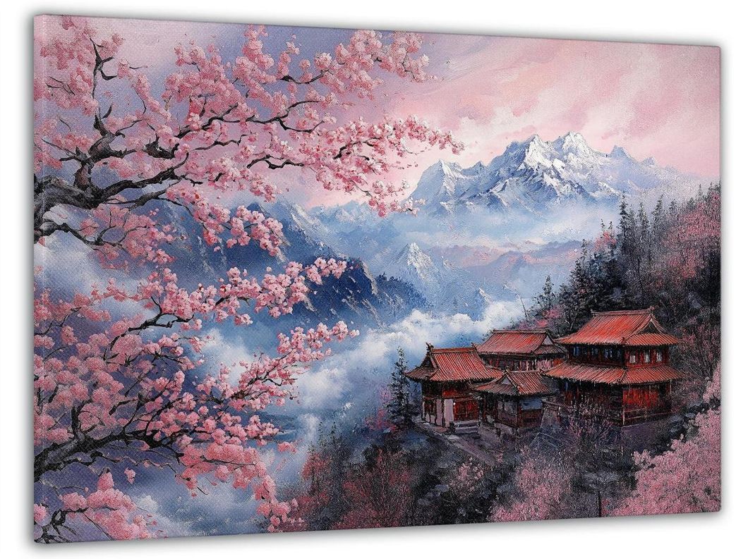 Картина на холсте МАKO " Дом среди сакур " 60x100 см MK10530