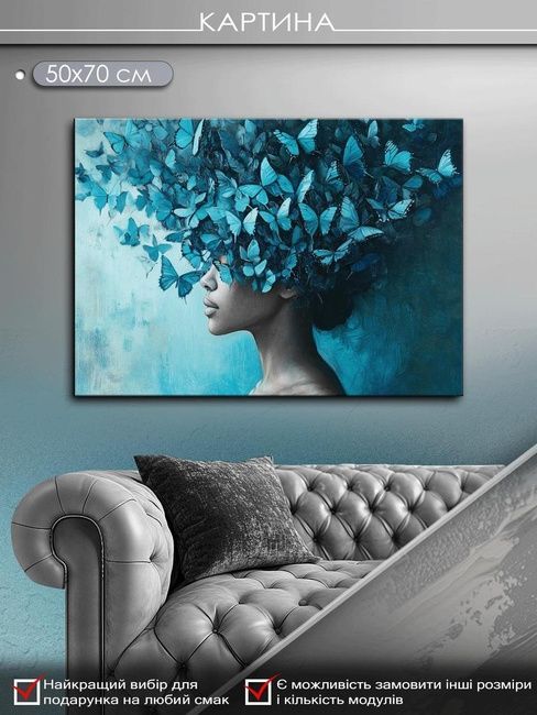 Картина на холсті МАKO "Сині метелики "50x70 см MK10619_5070