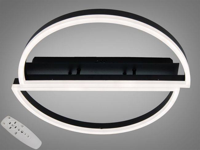 Стельова LED люстра чорна 58W димер пульт 2 рамки