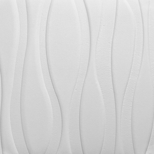 Панель стінова самоклеюча декоративна 3D біла великі хвилі 700х700х7мм (167), Білий, Білий