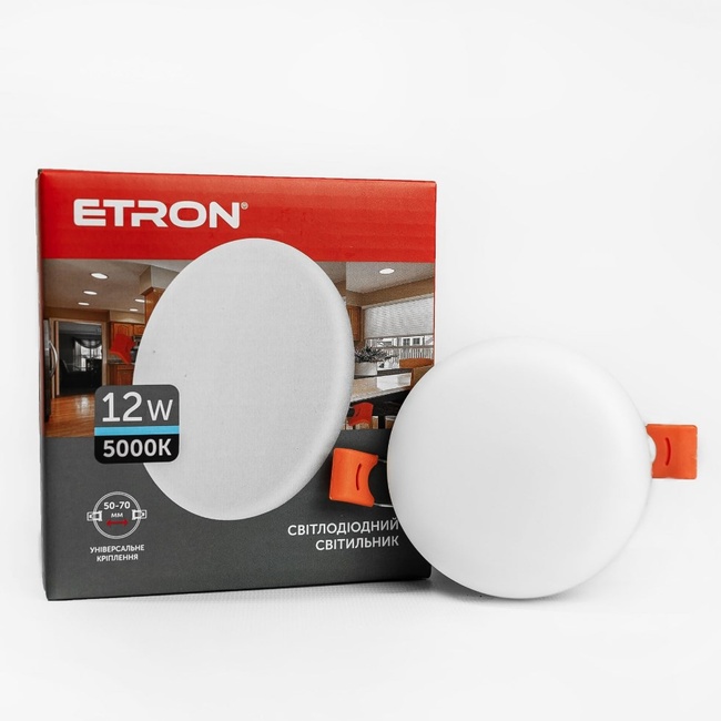 Світильник світлодіодний ETRON 12W 5000К ІР20 коло (1-EDP-605), Білий, Білий