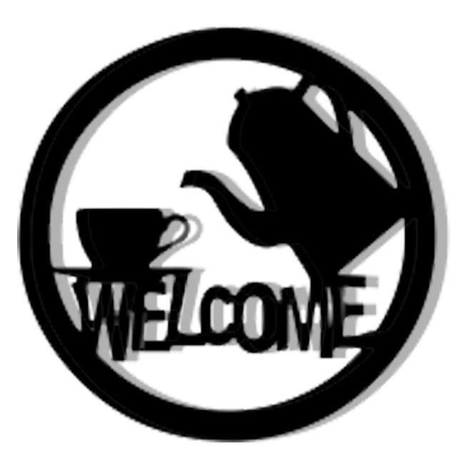 Панно картина из дерева декор на стену Welcome черная 0,46 х 0,46м (301-Mpn88)
