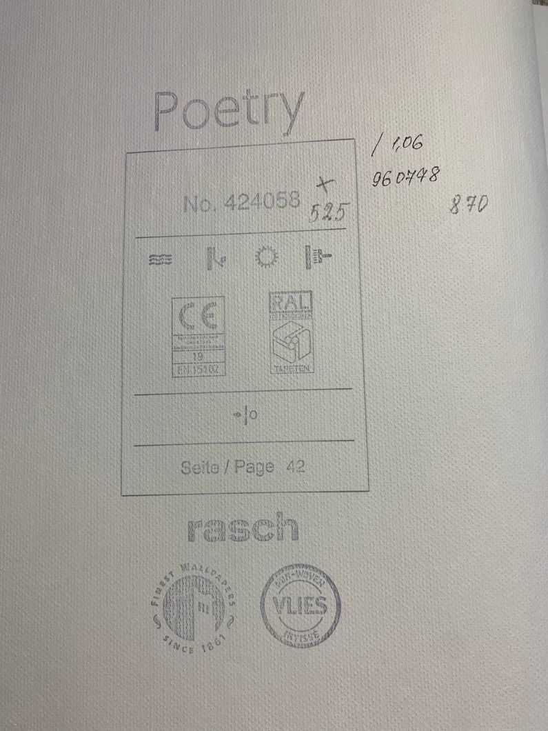 Обои виниловые на флизелиновой основе Rasch Poetry бежевый 0,53 х 10,05м (424058)