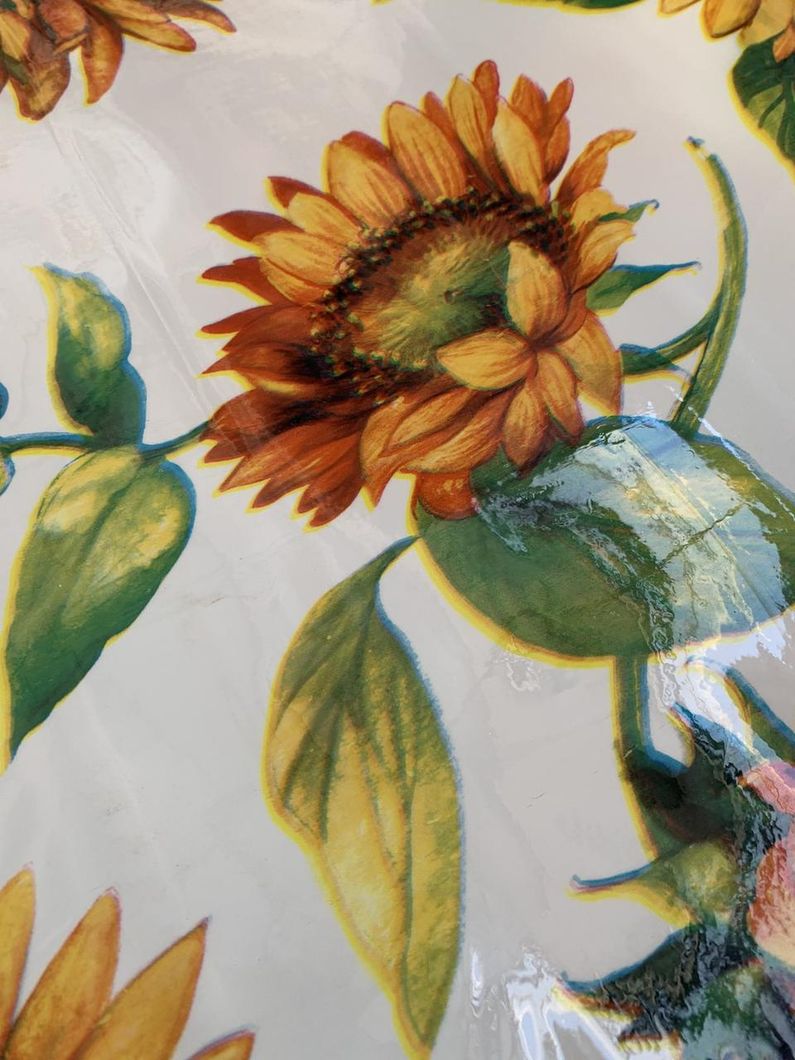Клейонка на стіл силіконова без основи Соняшник жовтий квіти прозорий 1,35 х 1м (100-215), Прозрачный, Прозорий