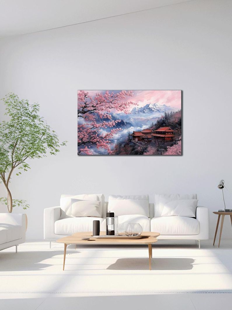 Картина на холсте МАKO " Дом среди сакур " 60x100 см MK10530