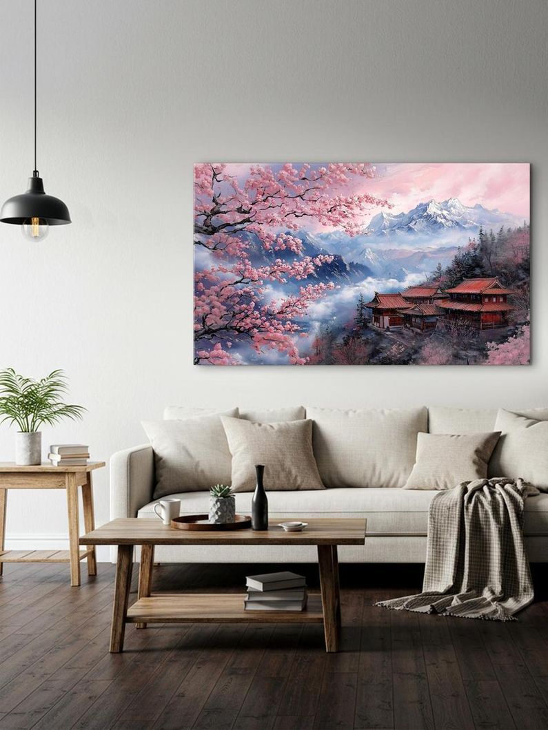 Картина на холсте МАKO " Дом среди сакур " 60x100 см MK10530
