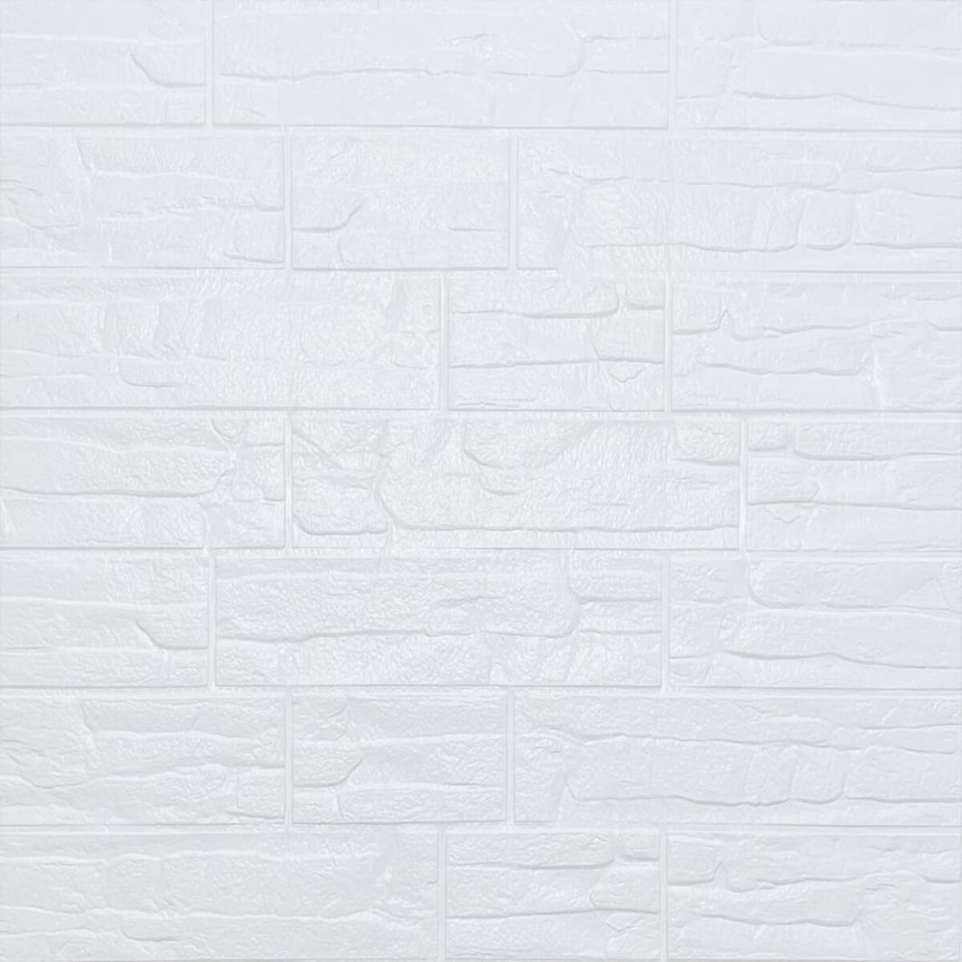 Панель стеновая самоклеющаяся декоративная 3D Белый рваный кирпич 700х770х5мм (155), Белый, Белый