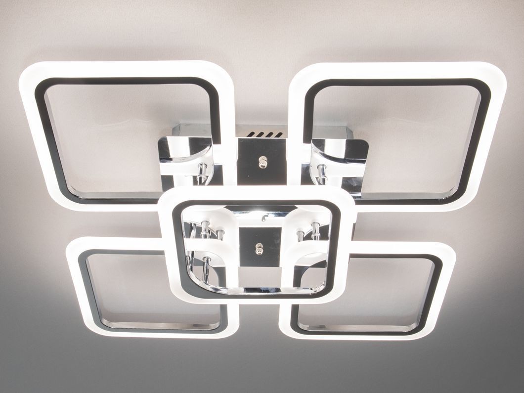 Світлодіодна люстра смарт світильник з пультом dimmer, 90W, хром