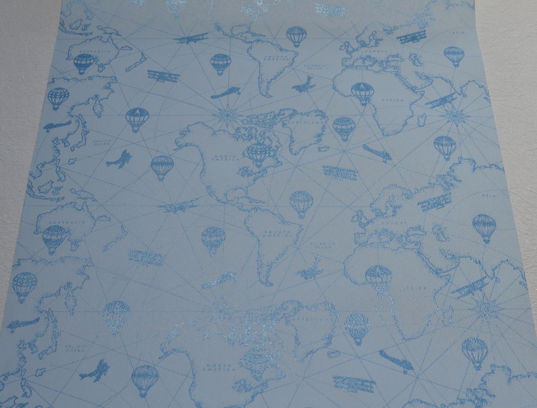 Обои бумажные Шарм Тревел голубой 0,53 х 10,05м (153-40)