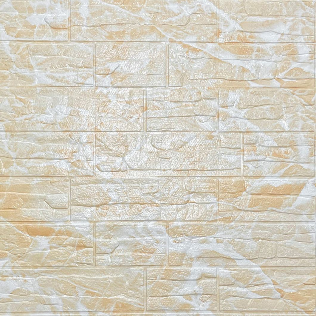 Панель стеновая самоклеящийся декоративная 3D камень Бежевый рваный кирпич 700х770х5мм (157), Бежевый, Бежевый