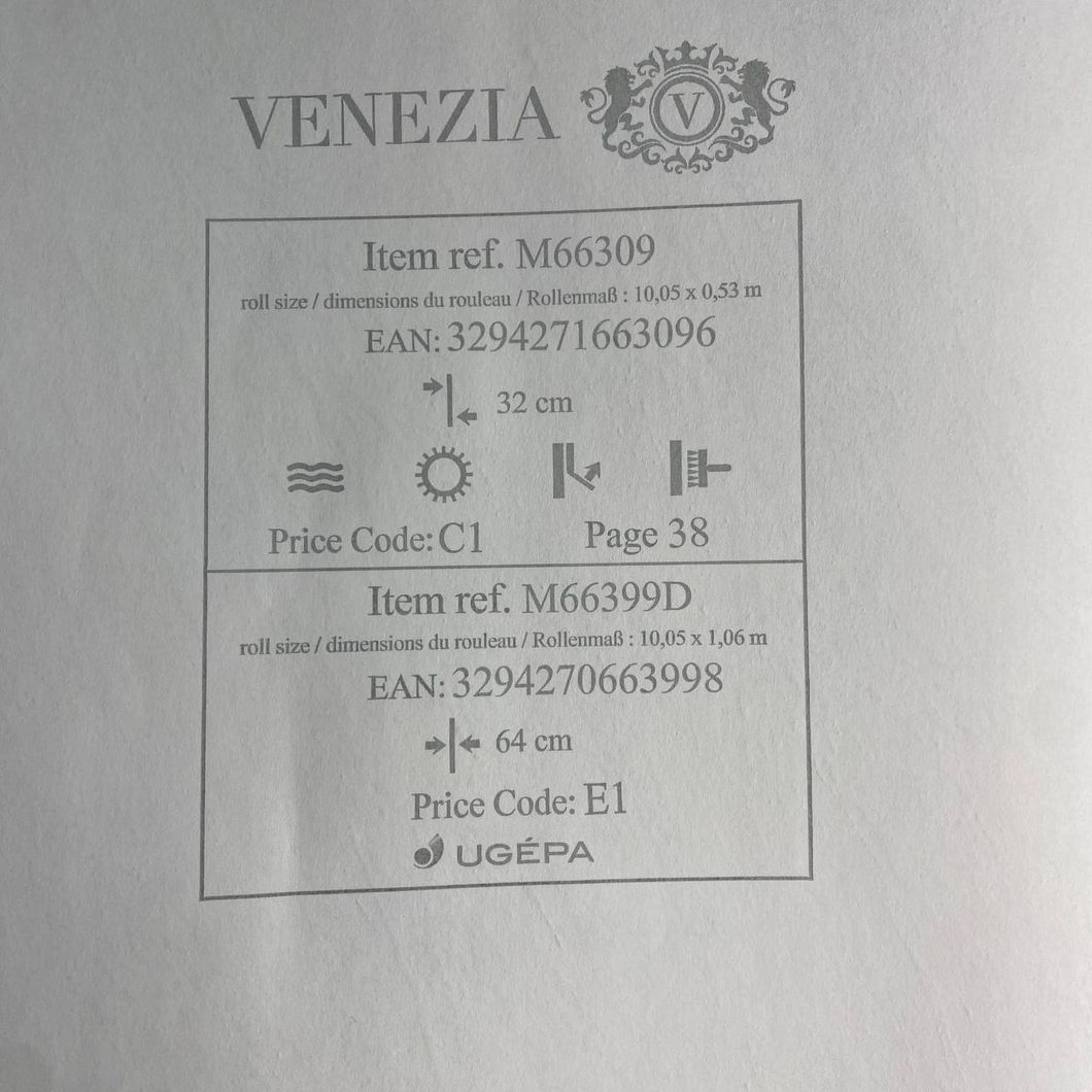 Обои виниловые на флизелиновой основе UGEPA Venezia серый 1,06 х 10,05м (M66399D)