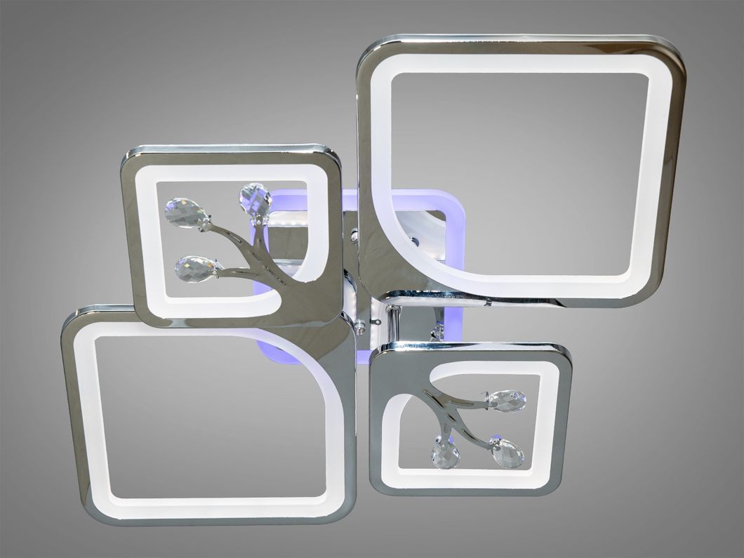 Потолочная люстра с диммером и LED подсветкой, цвет хром, 83W