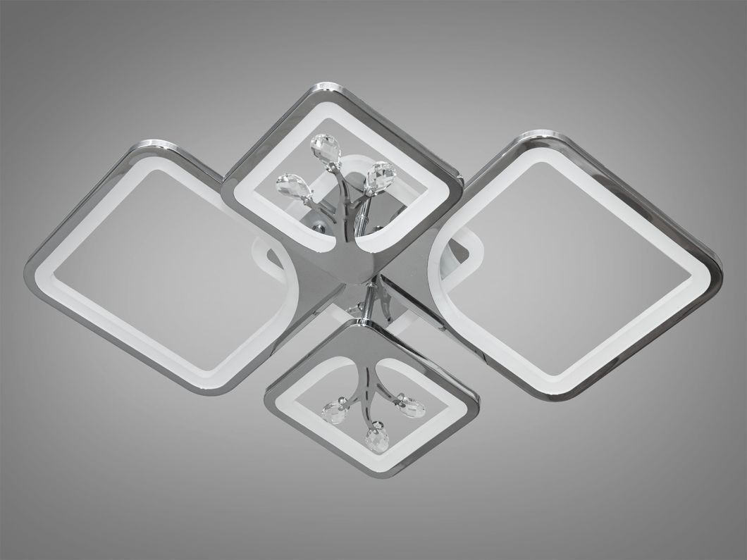 Потолочная люстра с диммером и LED подсветкой, цвет хром, 83W