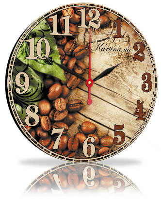 Годинник-картина без стеклас Зерна кави 25 см (3802 - 29К)
