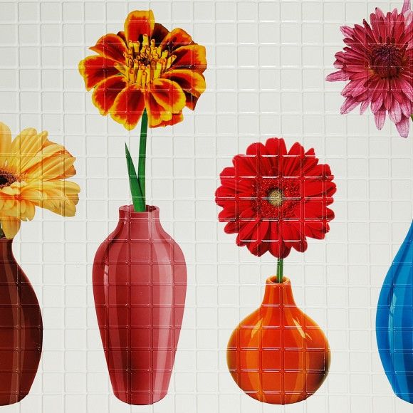 Панель стеновая декоративная пластиковая мозаика ПВХ "Вазы" 955 мм х 477 мм (5), Разные цвета, Разные цвета