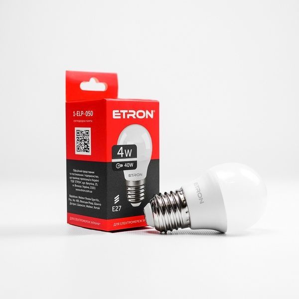 Лампа LED ETRON Light 1-ELP-050 G45 4W 4200K 220V E27