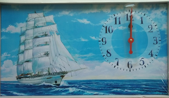 Часы настенные на холсте без стекла Корабль 30 см х 53 см (3902 - К201)