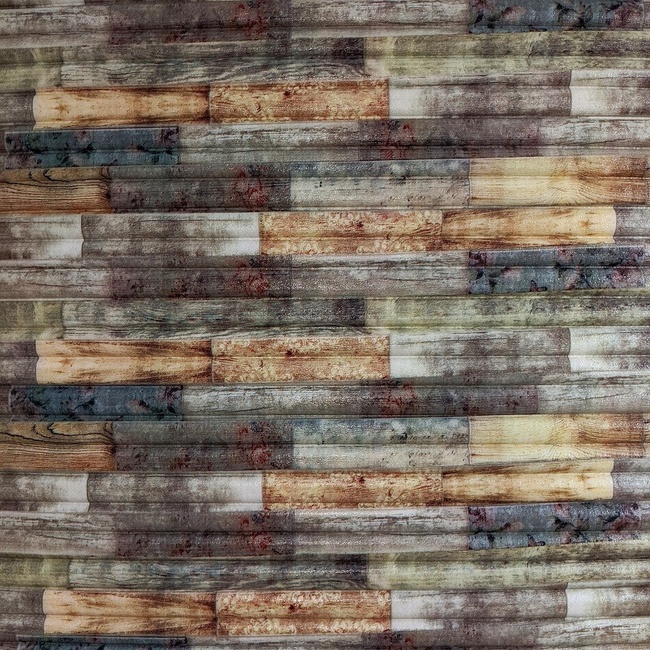 Панель стеновая самоклеящаяся декоративная 3D бамбук микс 700x700x8.5мм (073), Разные цвета, Разные цвета