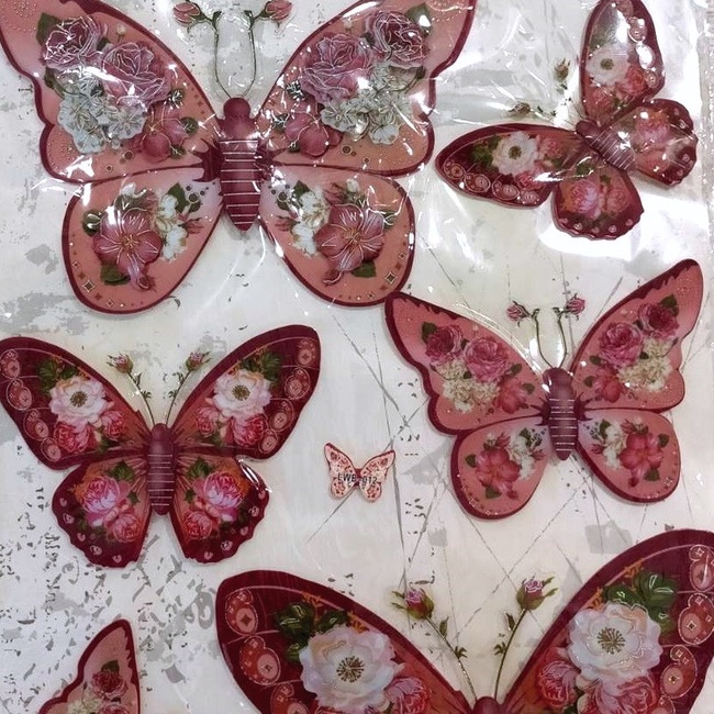Наклейка декоративна 3D Метелики рожеві об'ємні (107963), Разные цвета, Різні кольора