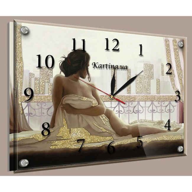 Часы-картина под стеклом Девушка 30 см х 40 см (3852 - К - 391)