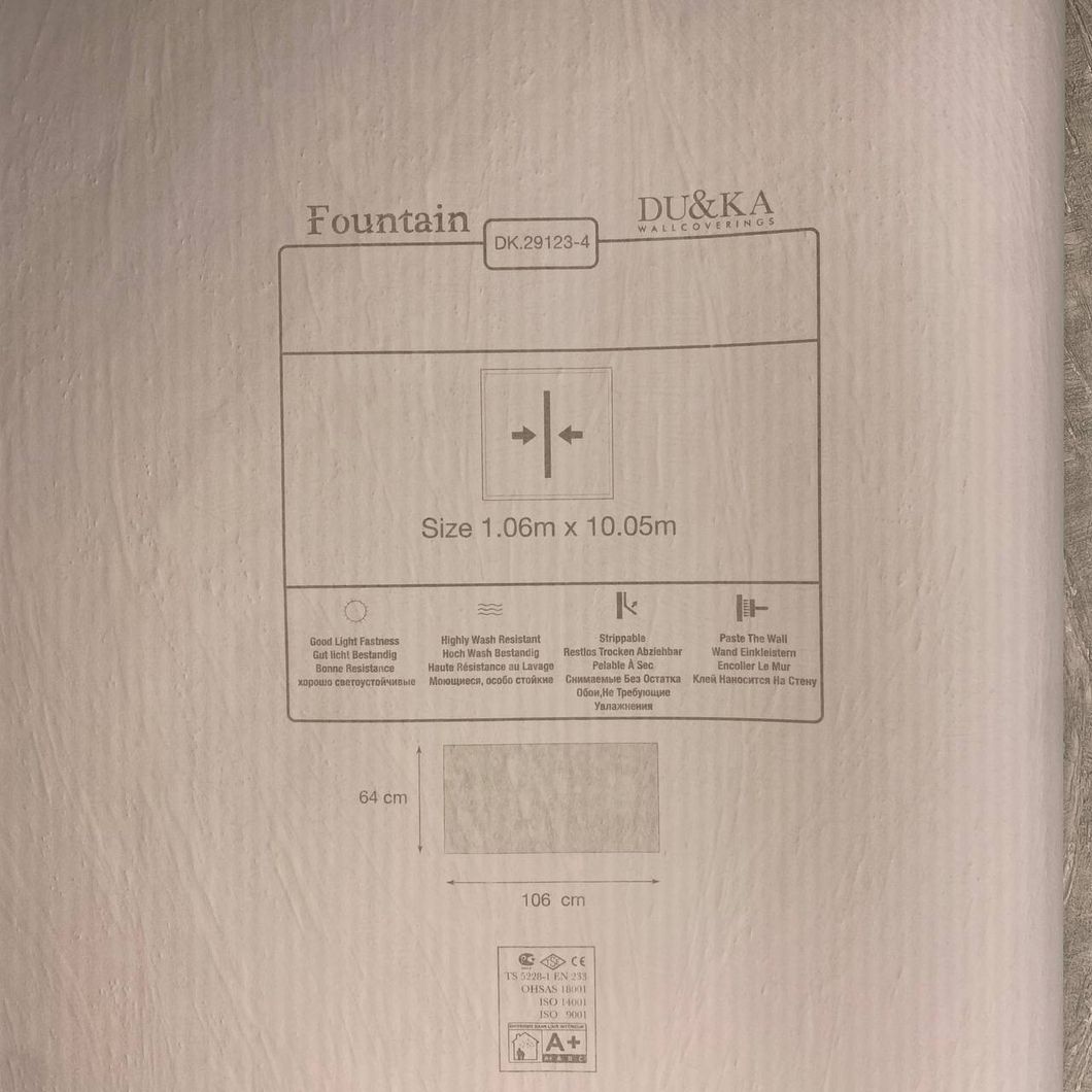 Шпалери вінілові на флізеліновій основі DUKA Fountain Бежеві 1,06 х 10,05м (29123-4)