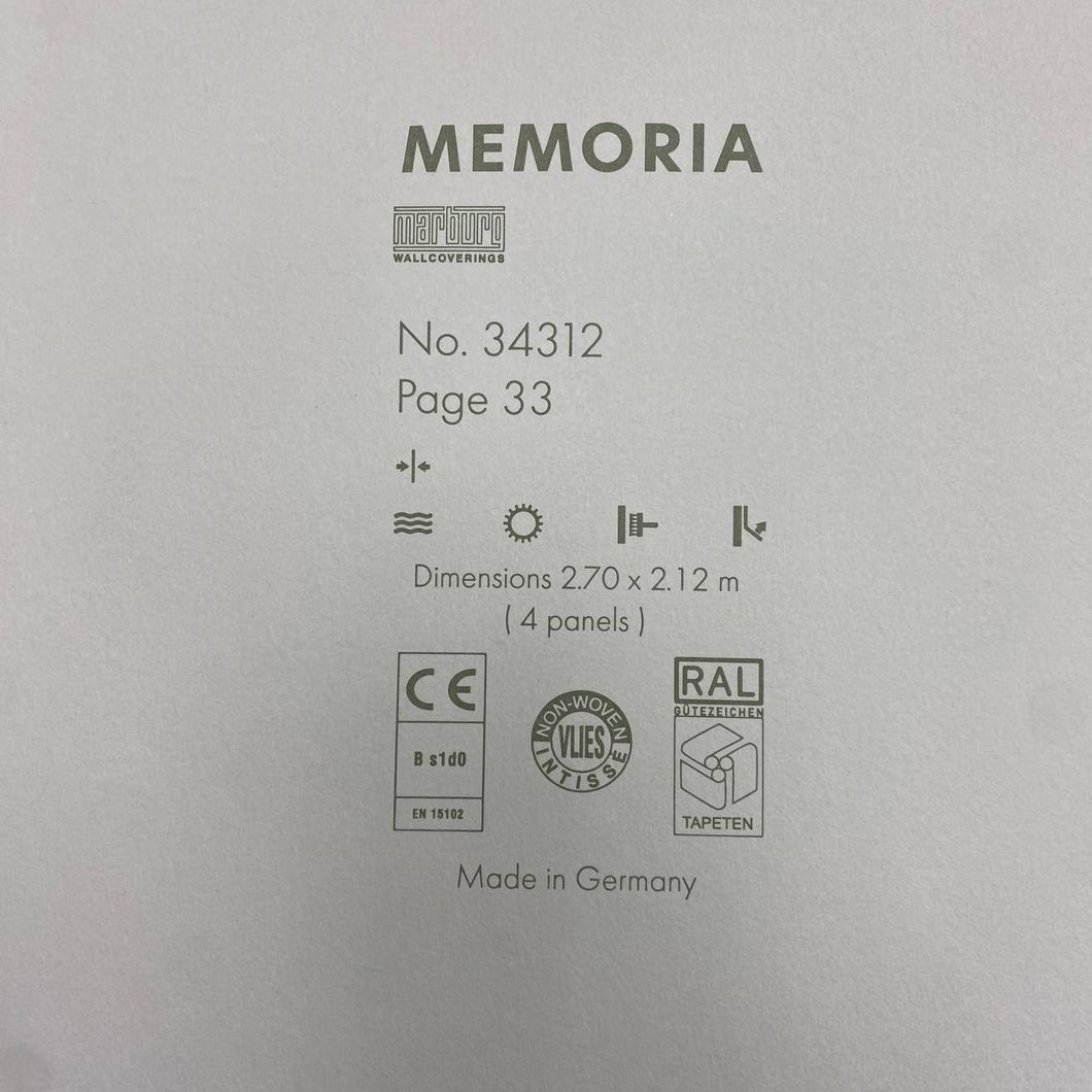 Обои виниловые на флизелиновой основе Серые Memoria Marburg 2,12x2,70м (34312)