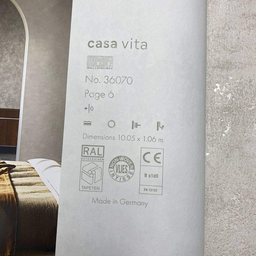 Шпалери вінілові на флізеліновій основі бежеві Marburg Casa Vita 1,06 х 10,05м (36070)