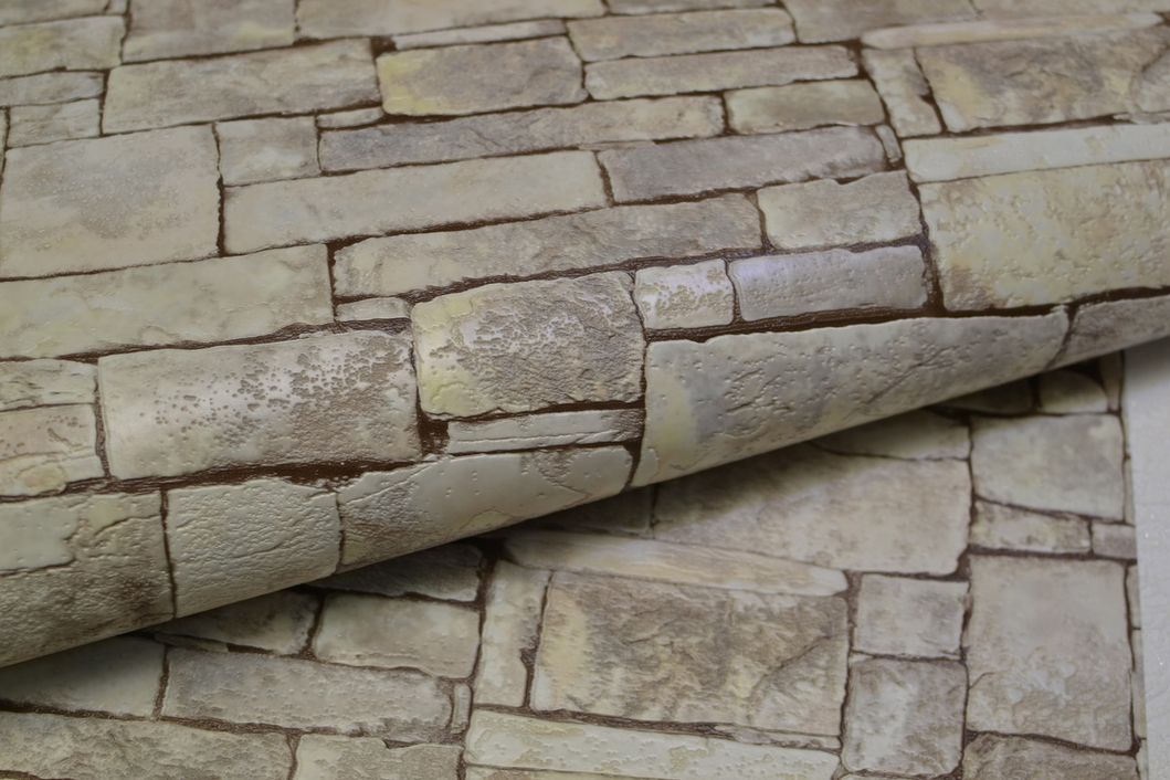 Шпалери вінілові на паперовій основі супер мийка Слов'янські шпалери Expromt В49,4 Камінь бежевий 0,53 х 10,05м (5636-01)