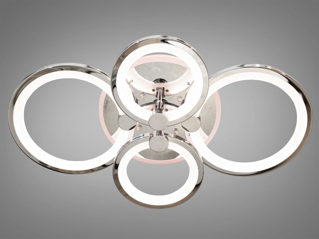 LED-люстра с диммером и цветной подсветкой, цвет хром, 100W