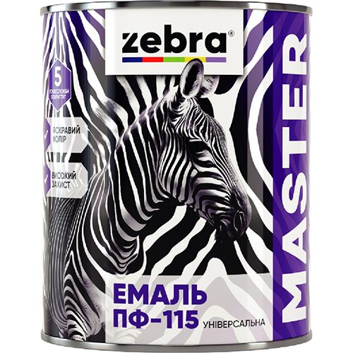 Емаль ПФ-115 Унівесальна 0,8кг ZEBRA серія MASTER M12 Біла (32132)